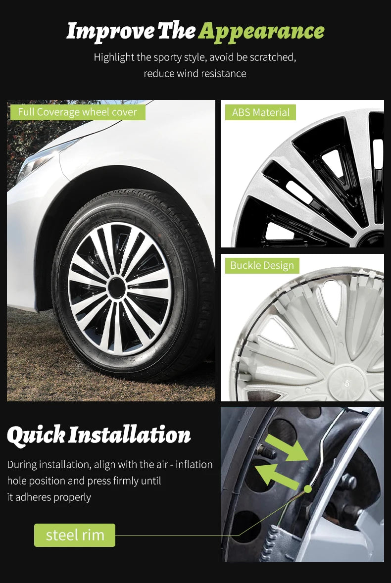 MOTENIO 15-Inch Wheel Covers – Set of 4