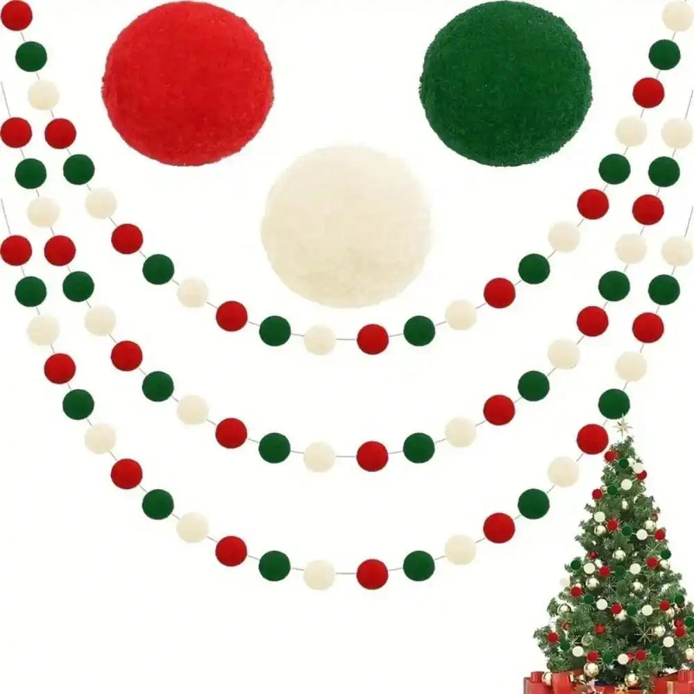 Christmas Pompom Ball Garland, 1 or 3 Pieces