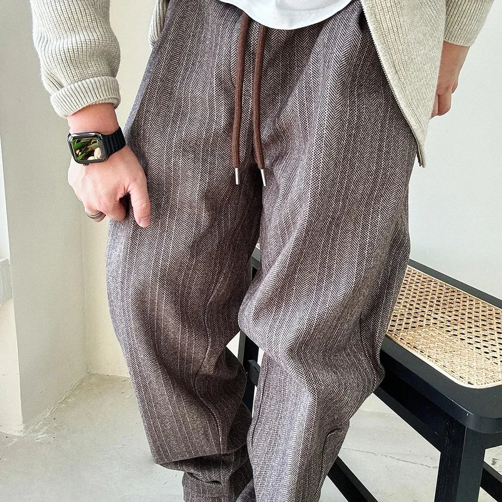 Men's Wide-Leg Drawstring Streetwear Pants