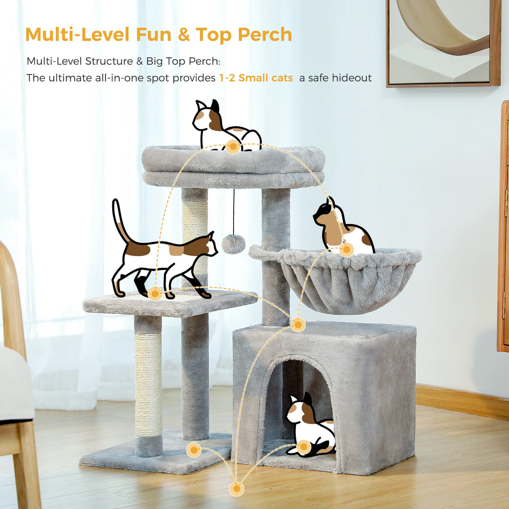 Compact Cat Tree with Removable Perch & Hammock