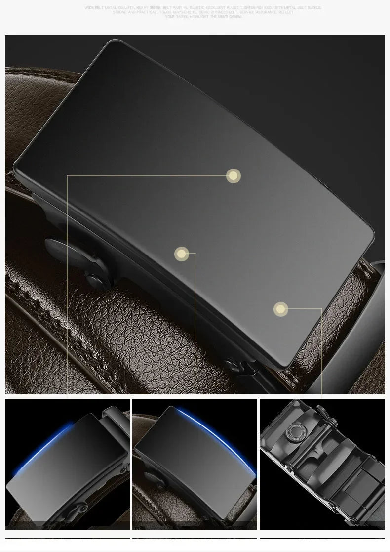 Men's 3.5 cm PU Business Belt with Automatic Buckle