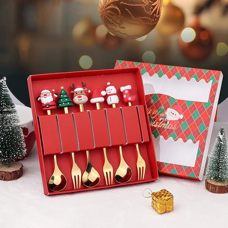 Christmas Stainless Steel Fork and Spoon Sets