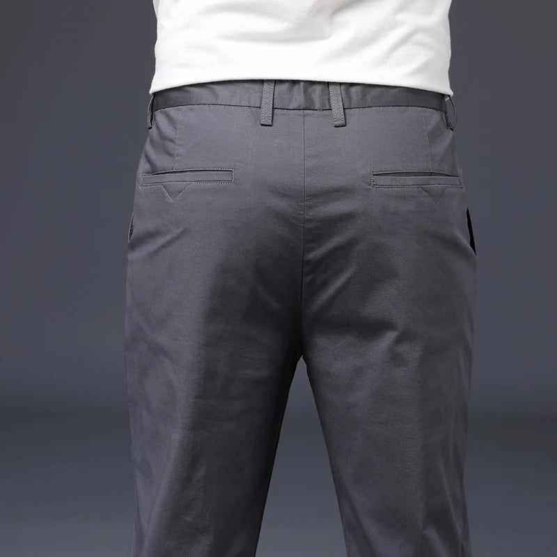 Men's Cotton-Blend Straight-Leg Stretch Pants
