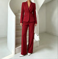 Notched Blazer & Wide-Leg Pants Set