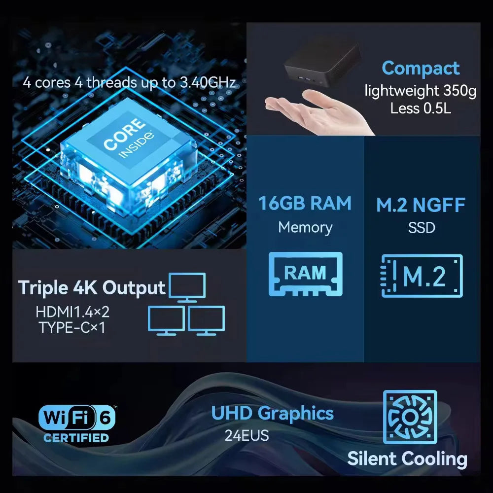 Windows Mini PC — Core i9-8950HK or Core i3-6100U