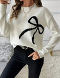 Elegant Casual Knit Sweater with Fashionable Bowtie for Women Warm Long Sleeve Top for Spring Autumn Holiday Travel Versatile Es Whispering Desires Shoppe