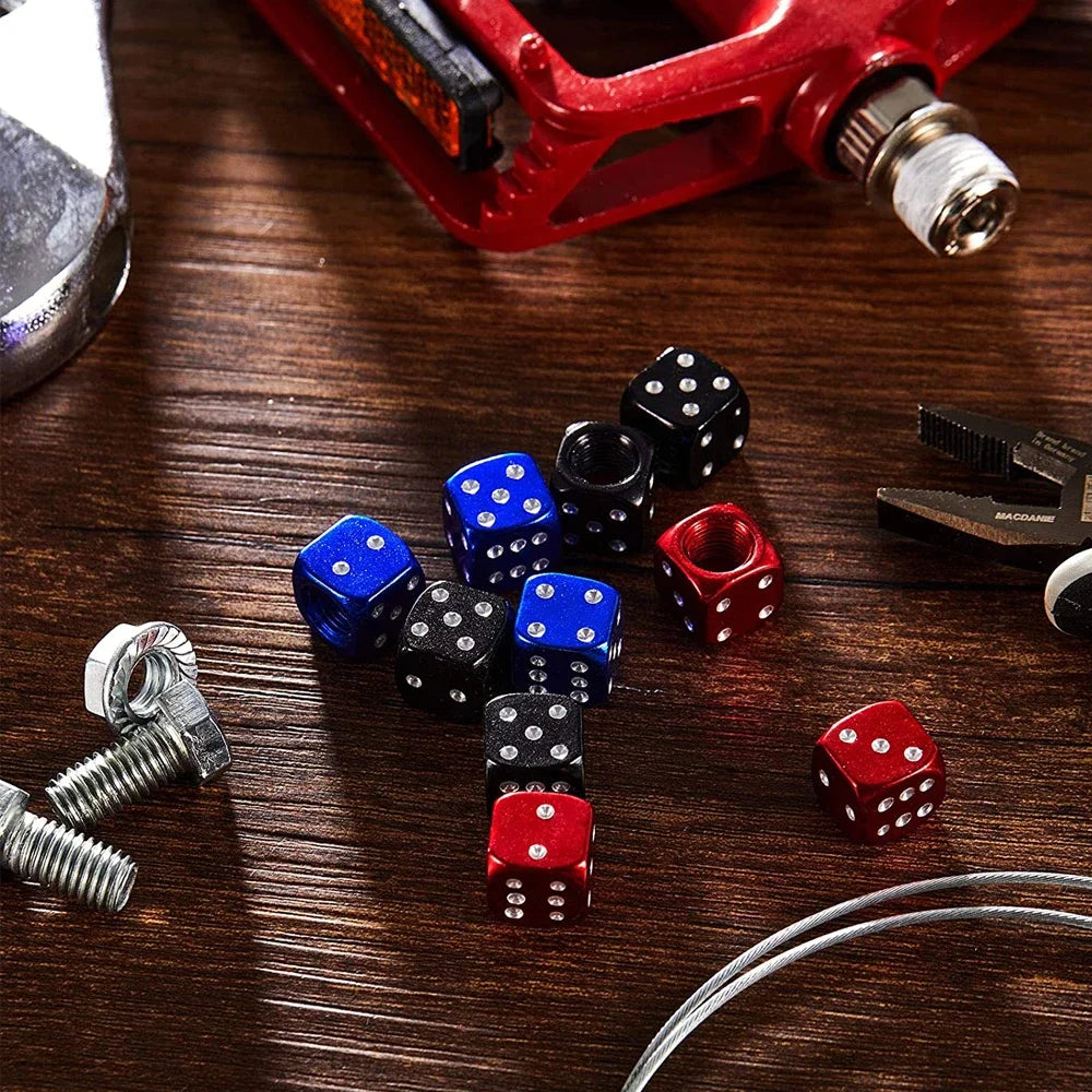 Aluminum Dice Tire Valve Caps – Set of 4