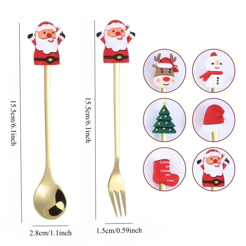 Christmas Dessert Spoon & Fork Gift Sets