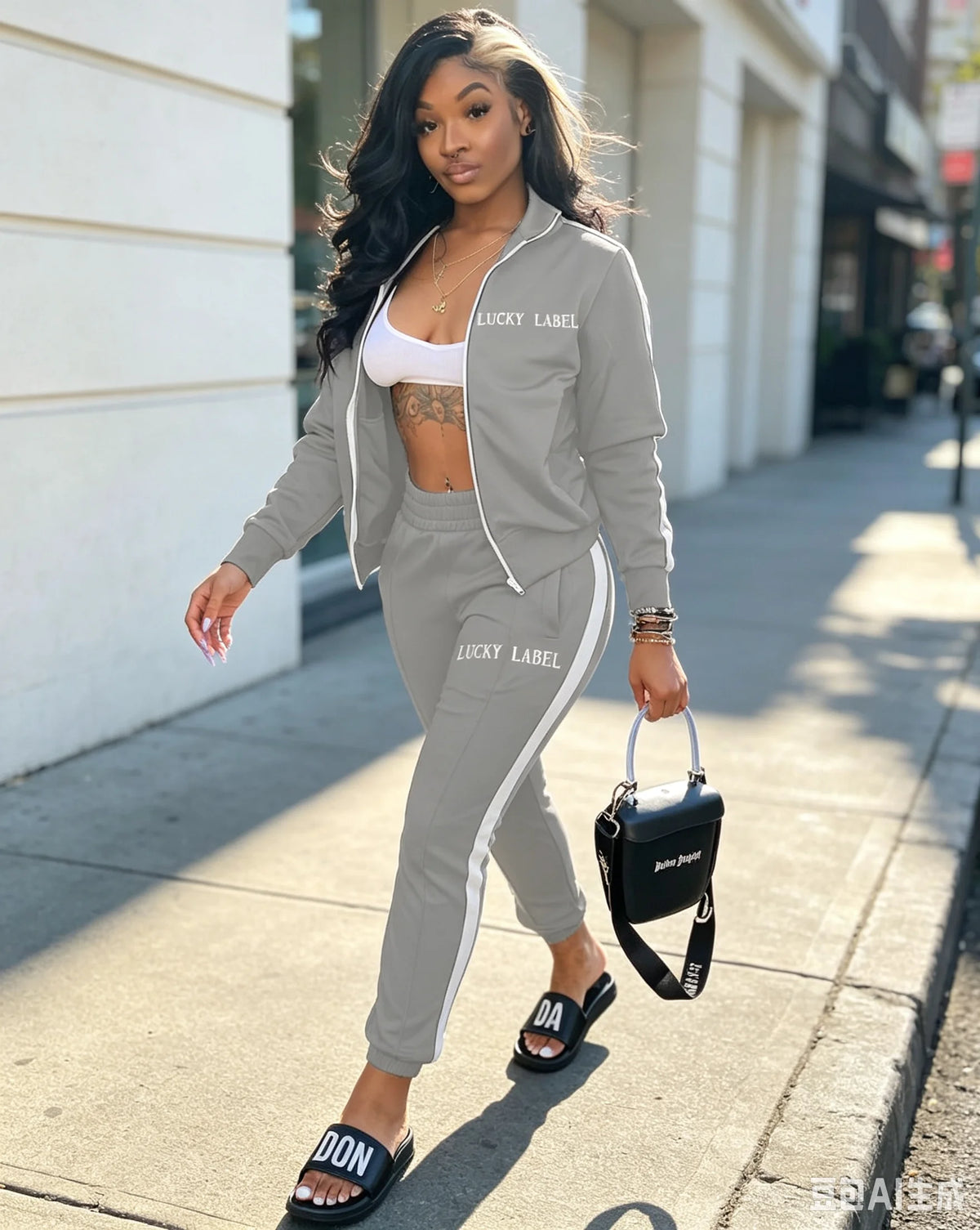 Women's Embroidered Zip-Up Top and Pants Set