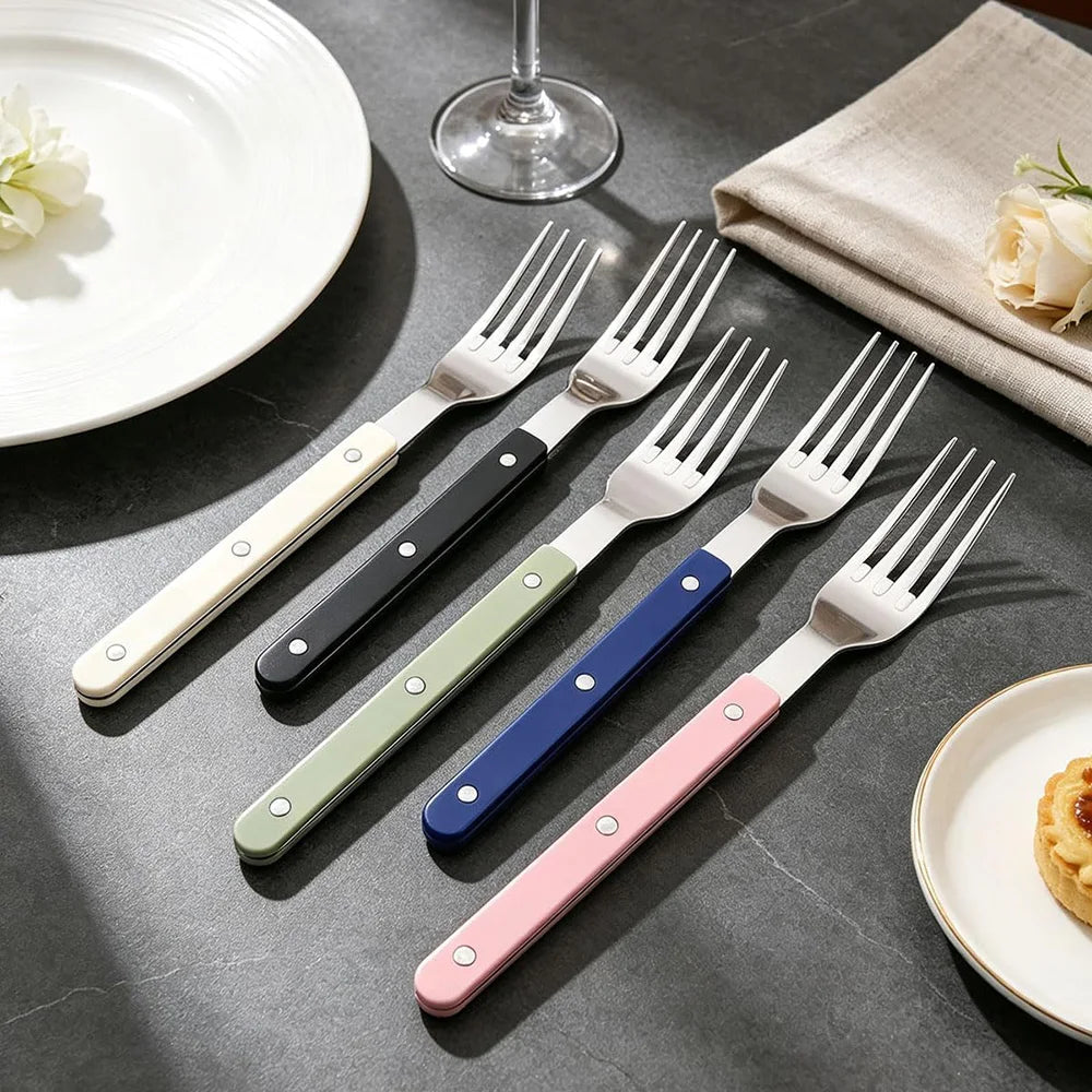 Uniturcky Stainless Steel Flatware with ABS Handles, 18 Pieces