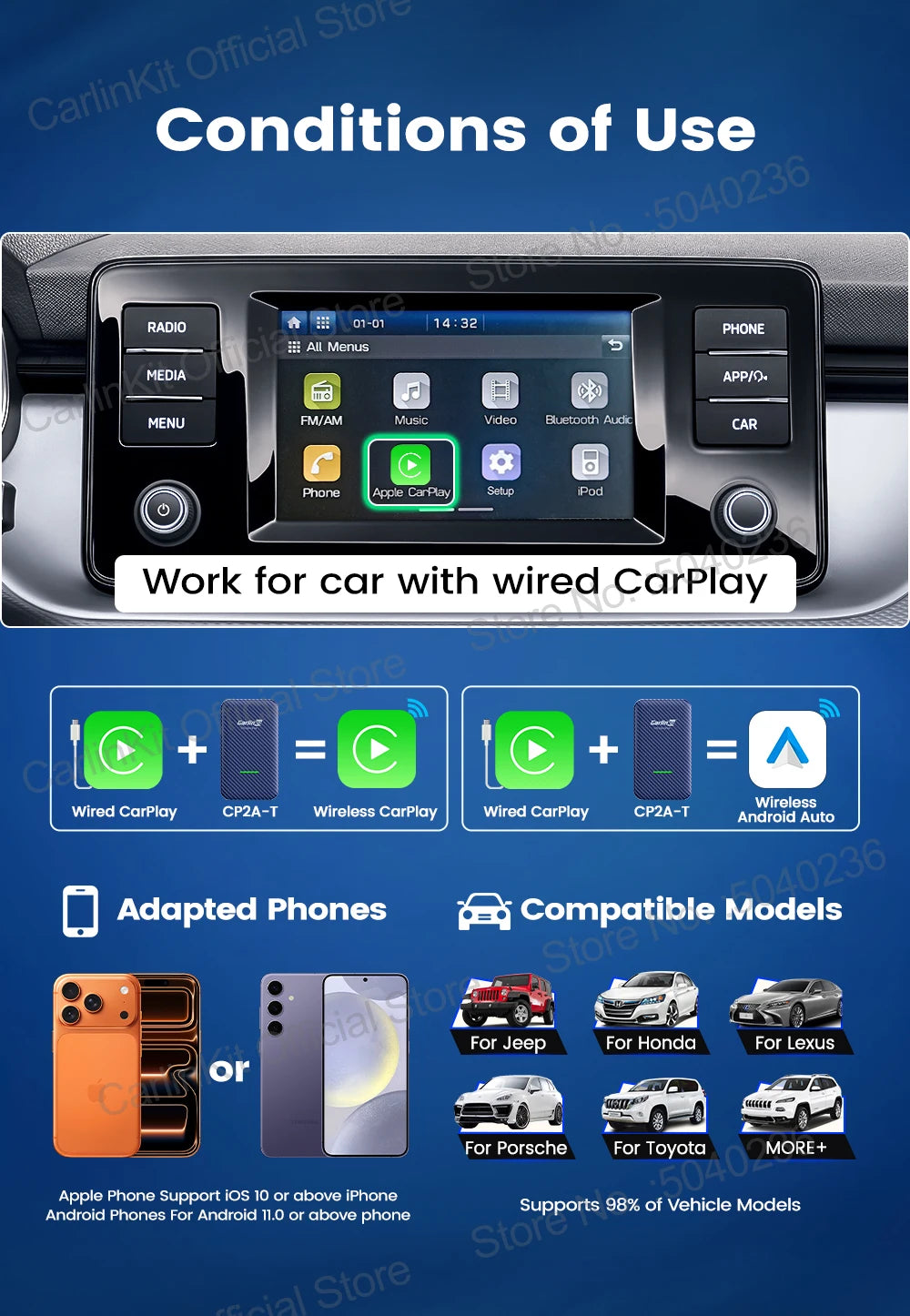 CarlinKit CP2A Wireless CarPlay & Android Auto Adapter
