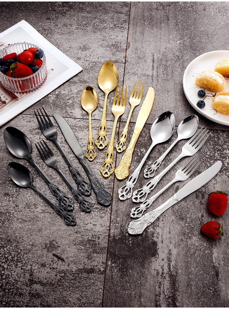Vintage-Style Stainless Steel Flatware — Assorted Sets