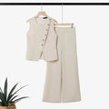 ZANZEA Sleeveless Button Blouse & Pants Set