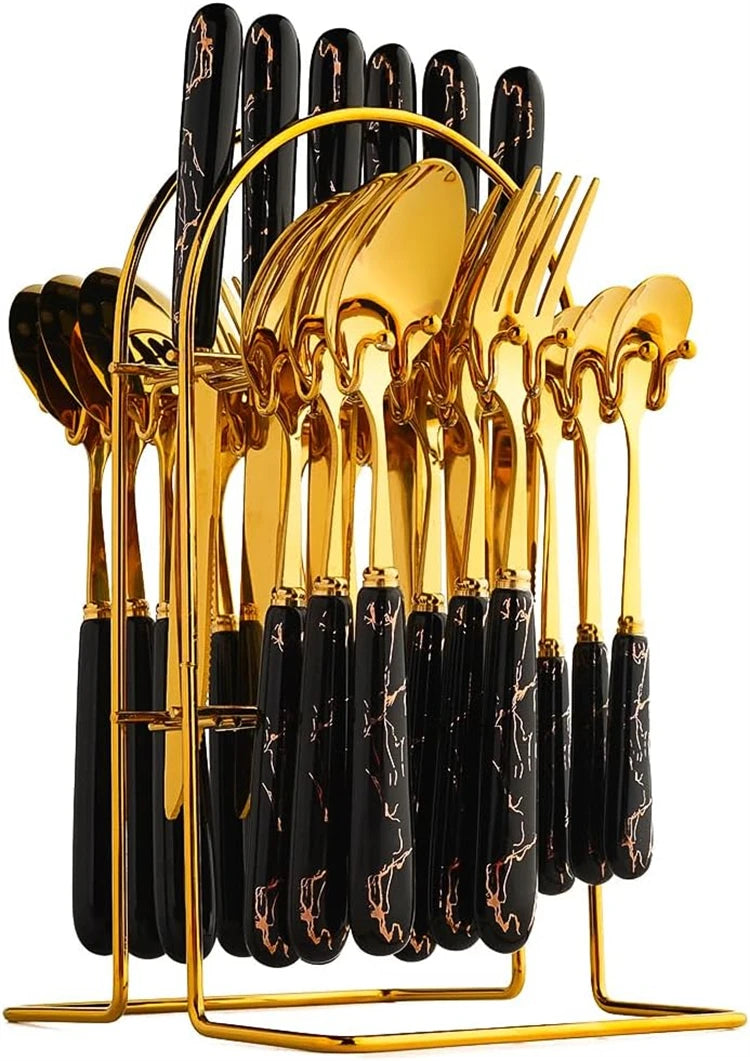 LMETJMA Stainless Steel Flatware — 24 Pieces