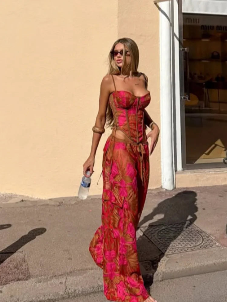 Women's Floral Top and Wide-Leg Pants — Separates or Set