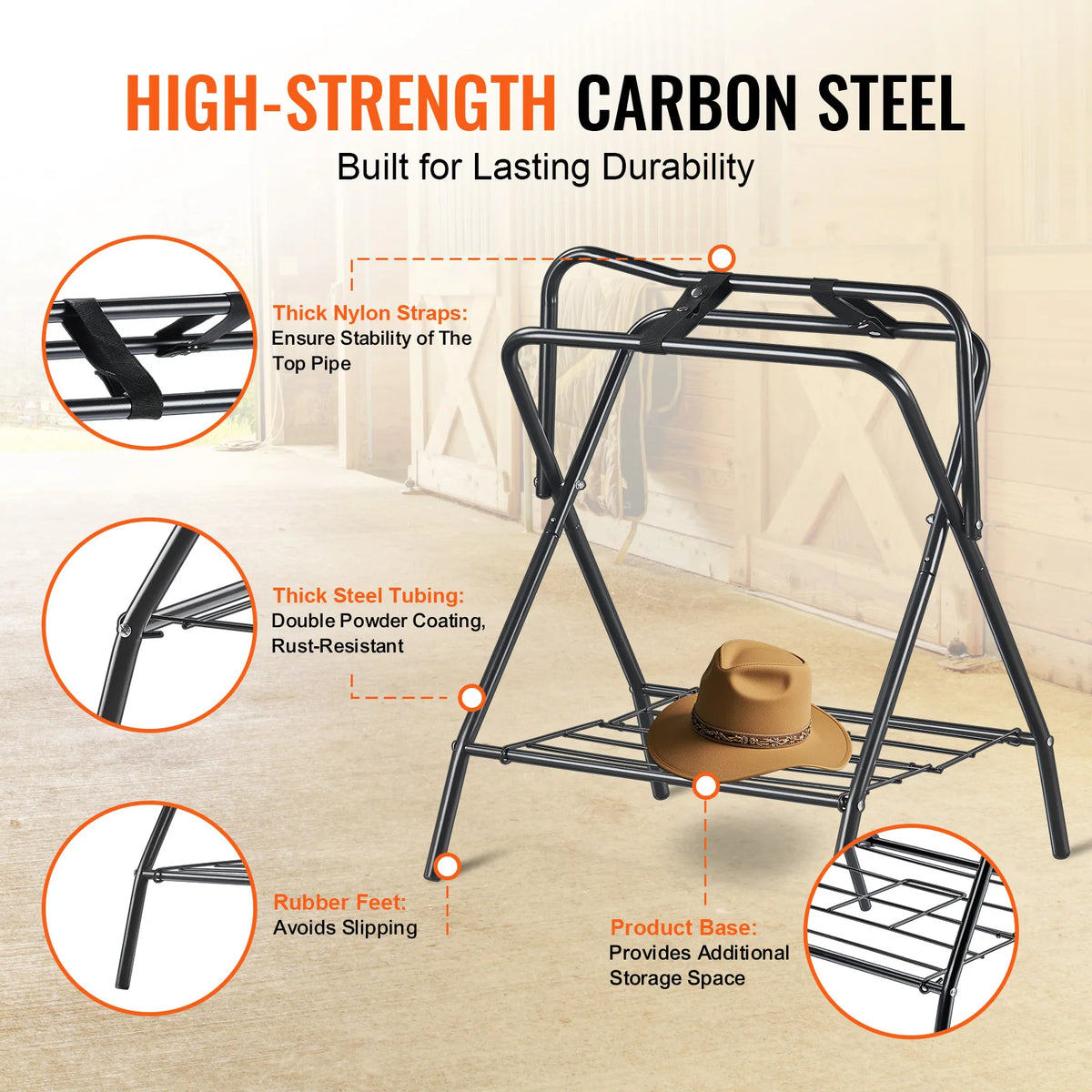 SucceBuy Folding Steel Saddle Rack