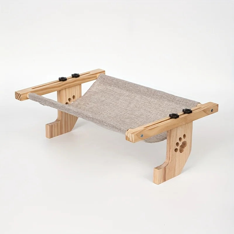 Adjustable Cat Window Perch with Wood & Metal Frame