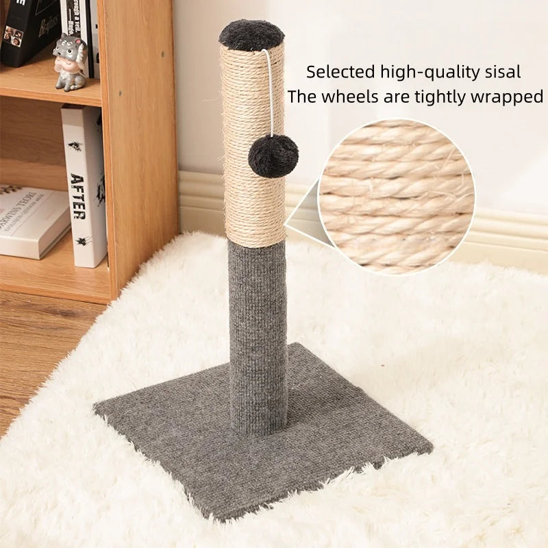 Grey Sisal Cat Scratching Post with Toy Ball