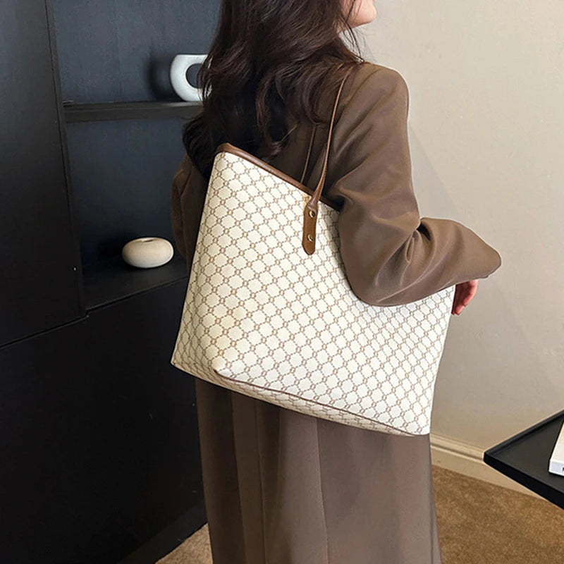 Women's PU Shoulder Tote with Zipper Closure
