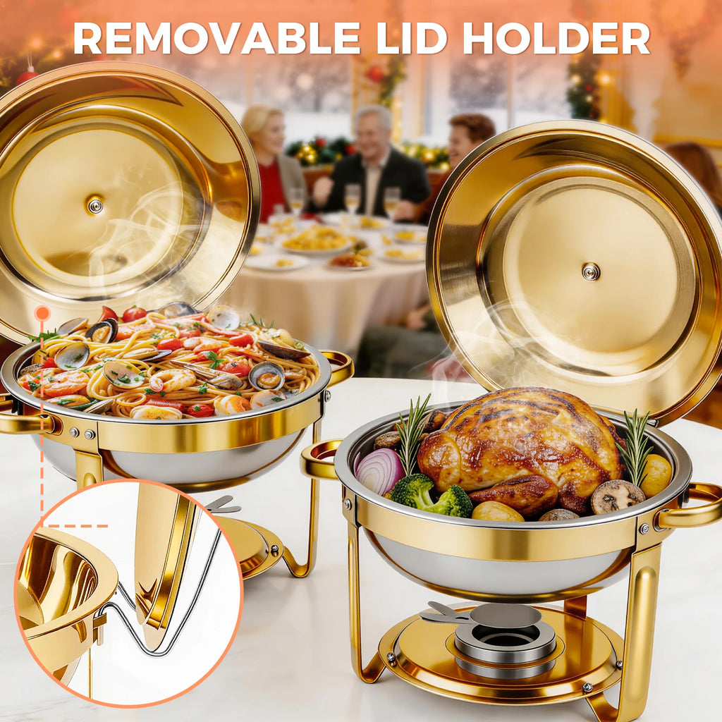 Round Stainless Steel Chafing Dishes — Assorted Packs