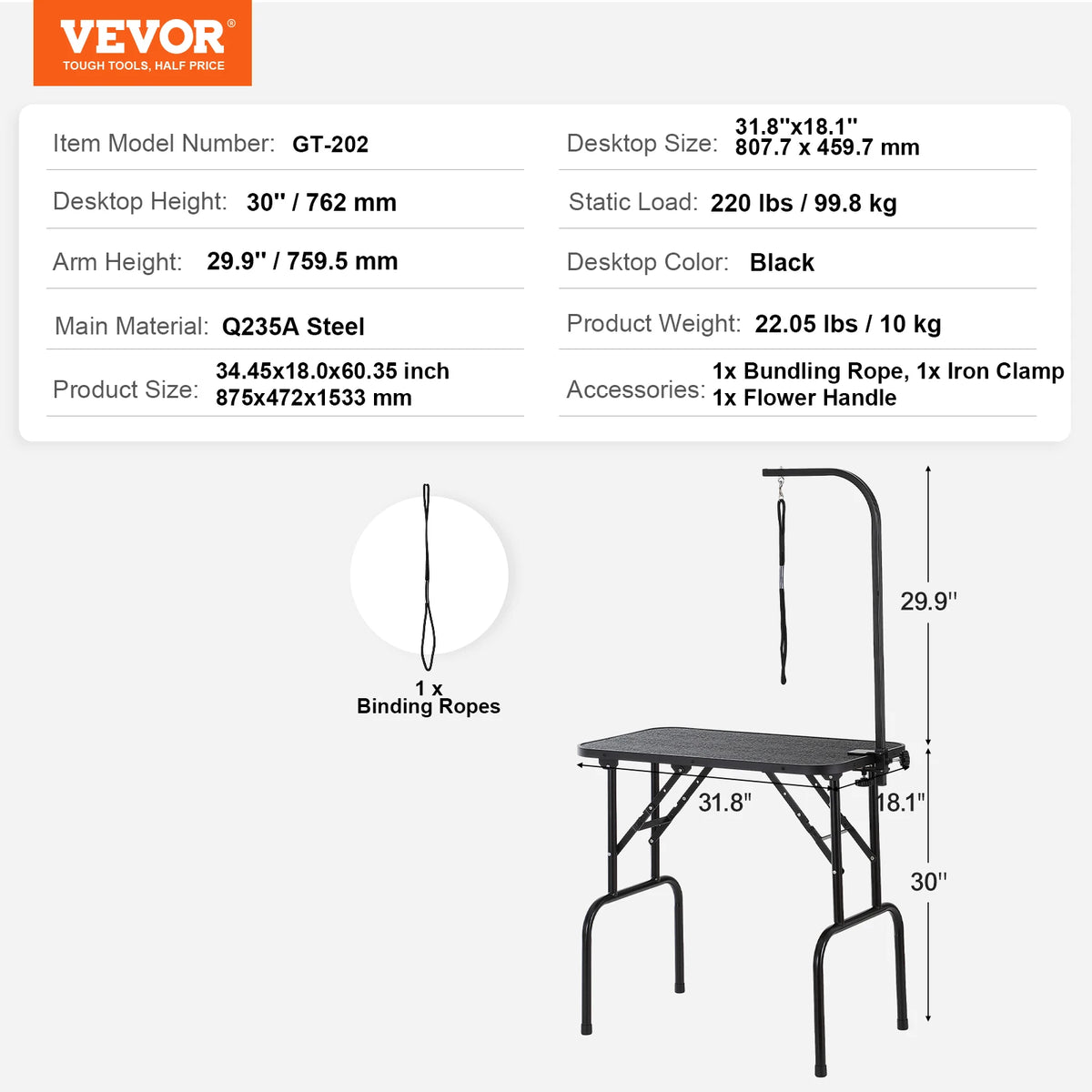 SucceBuy Folding Pet Grooming Table with Two Arms