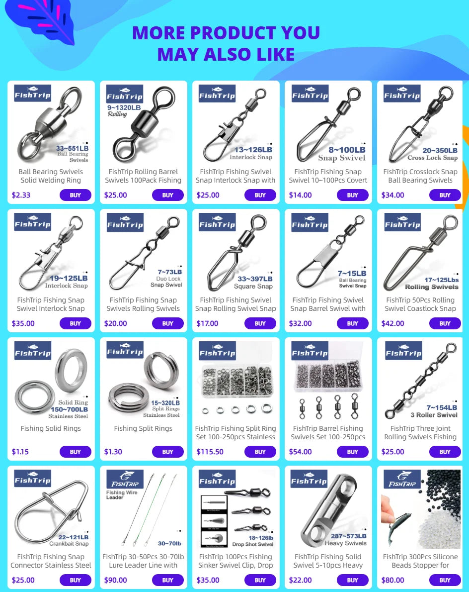 FishTrip Ball-Bearing Coastlock Snap Swivels