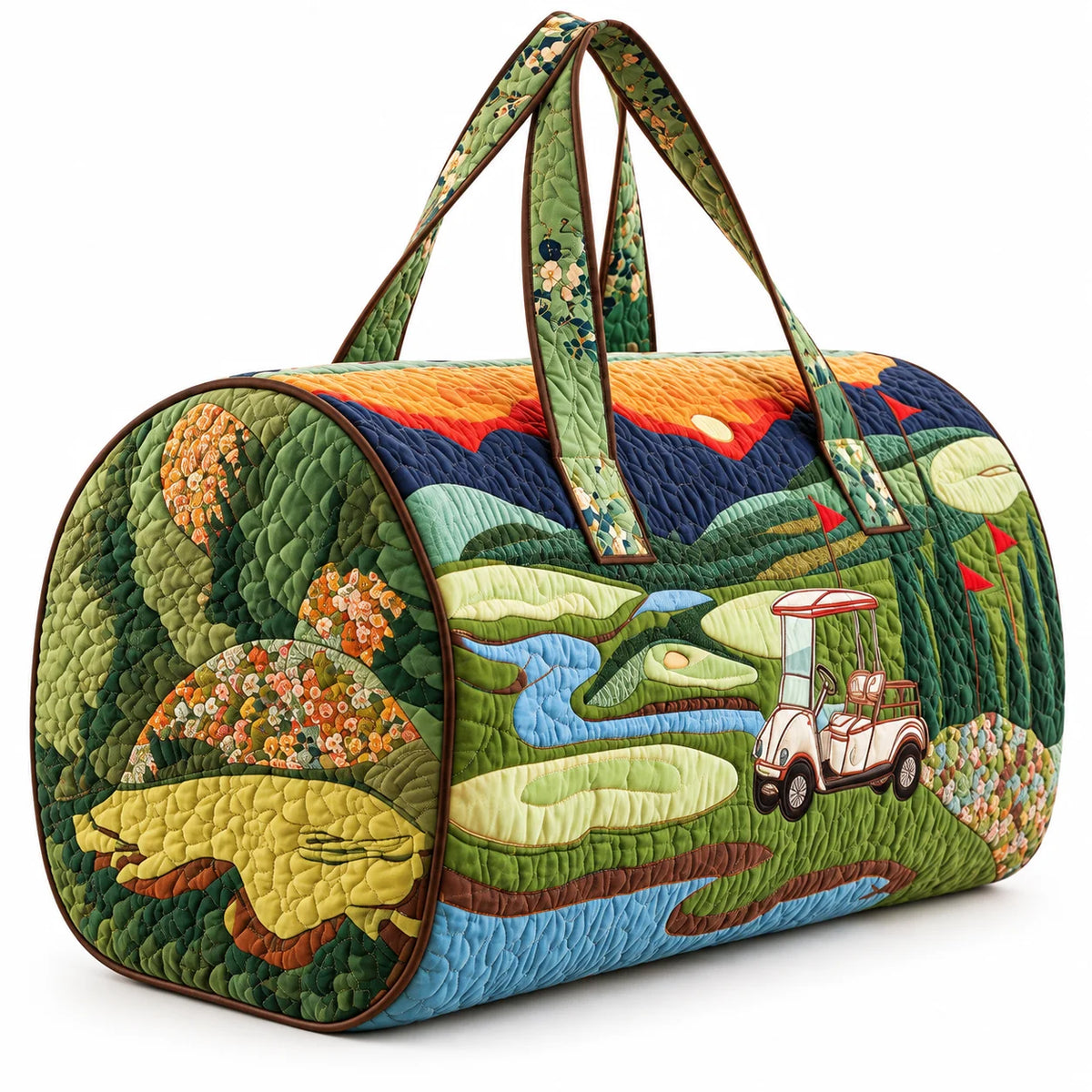 Foldable Quilted Golf Cart Print Duffle Bag Large Travel Weekender Shoulder Tote Bag Whispering Desires Shoppe