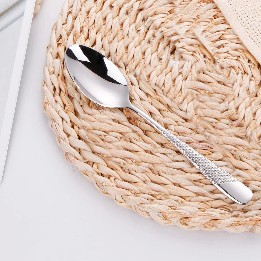 Hammered-Handle Stainless Steel Dinner Spoons