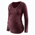 Striped V-Neck Maternity Hoodie
