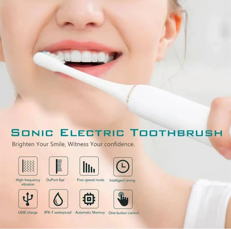 Rechargeable Electric Toothbrush with 4 Brush Heads