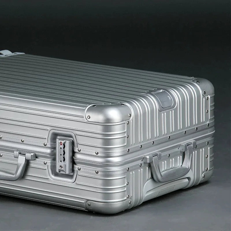 100% Aluminum Magnesium alloy Suitcase TSA Lock Metal Boardable Luggage Trolley Case Classic Glossy and Frosted Travel Suitcase Whispering Desires Shoppe