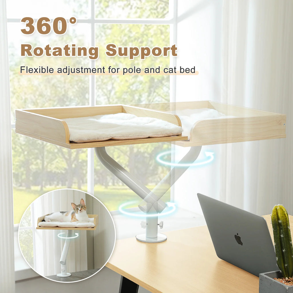 360° Rotating Desk-Mounted Cat Bed