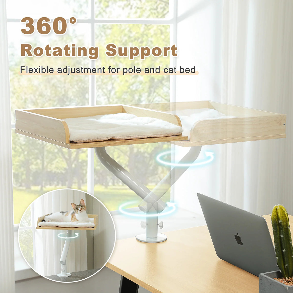 360° Rotating Desk-Mounted Cat Bed