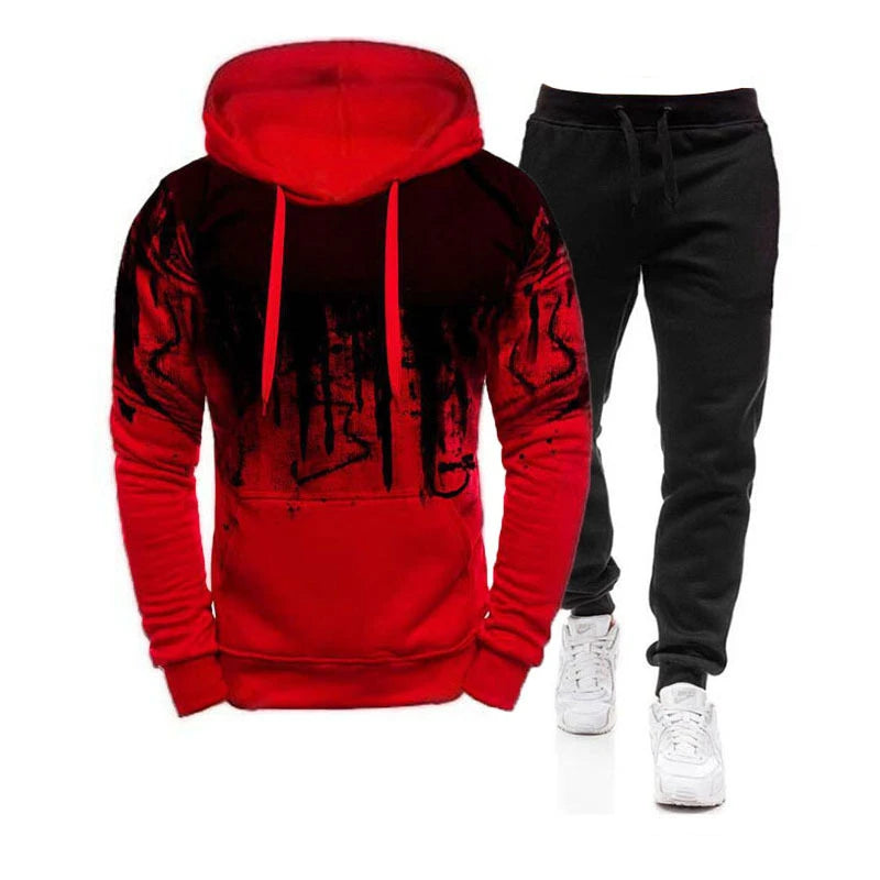 Men's Printed Hoodie & Jogger Tracksuit Set