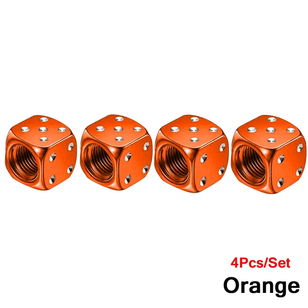 Aluminum Dice Tire Valve Caps – Set of 4