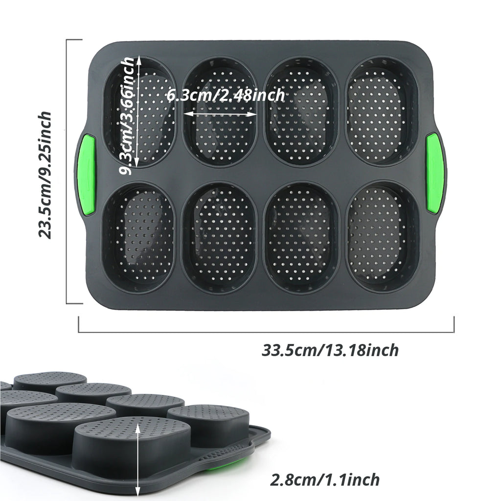 Eight-Cavity Silicone Bread Roll Mold