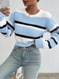 2026 Autumn and Winter Hot Sale New Acrylic Loose Drop Shoulder Round Neck Color Matching Knitted Long Sleeve Ladies Sweater Whispering Desires Shoppe