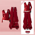 Women's Layered-Look Hooded Top and Cargo Pants Set