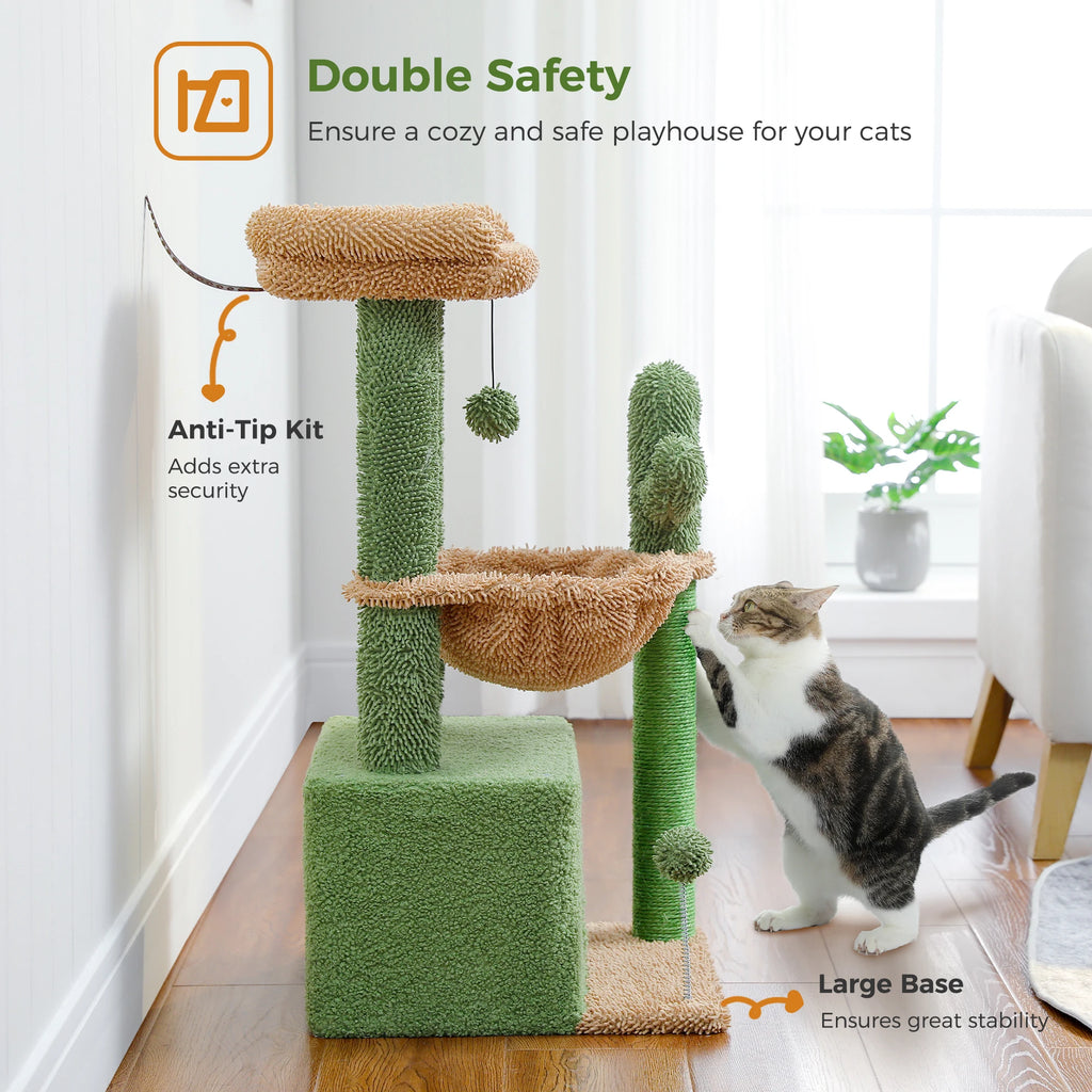 83cm Cactus Cat Tree with Condo & Hammock
