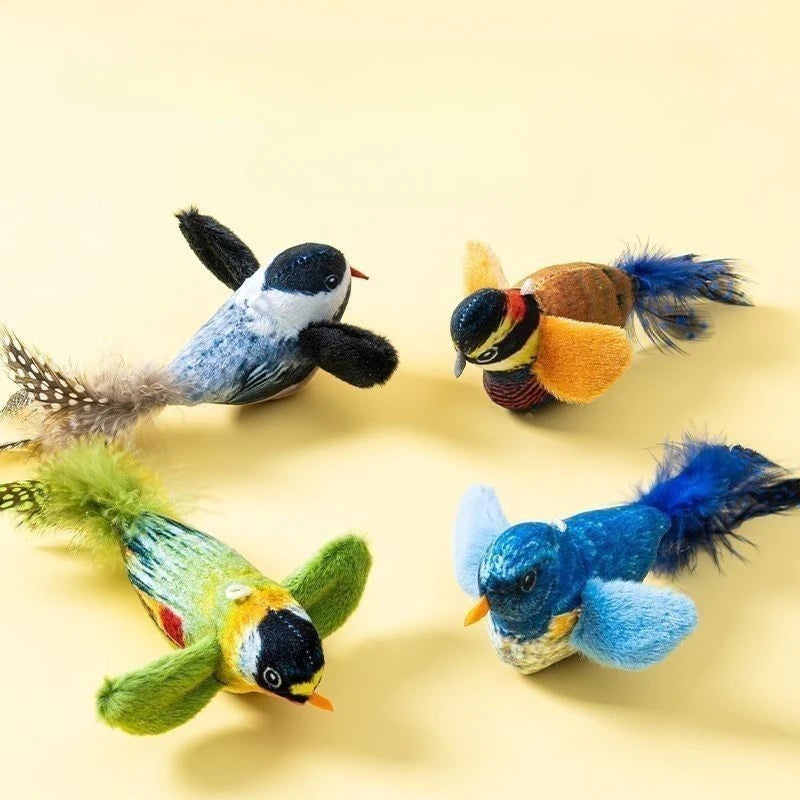 Wall-Mounted Sound-Activated Plush Bird Cat Toy