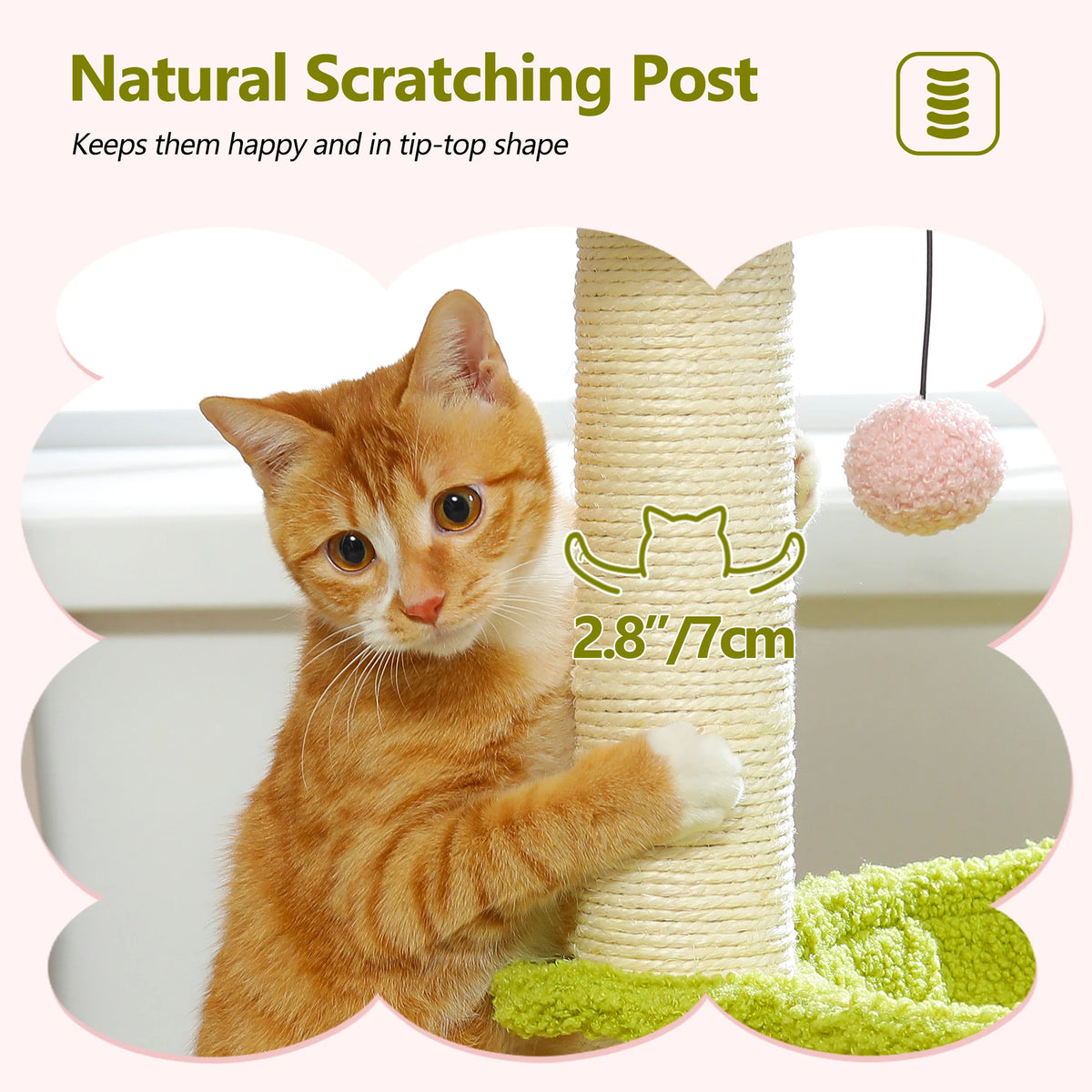 71cm Flower Cat Tree with Hammock & Scratching Post