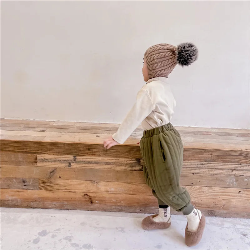 Children's Clothing From 2 To 7 Years Winter Kids Warm Cotton-Padded Trousers Baby Girls Thick Pants Toddler Boys Wear Clothes Whispering Desires Shoppe