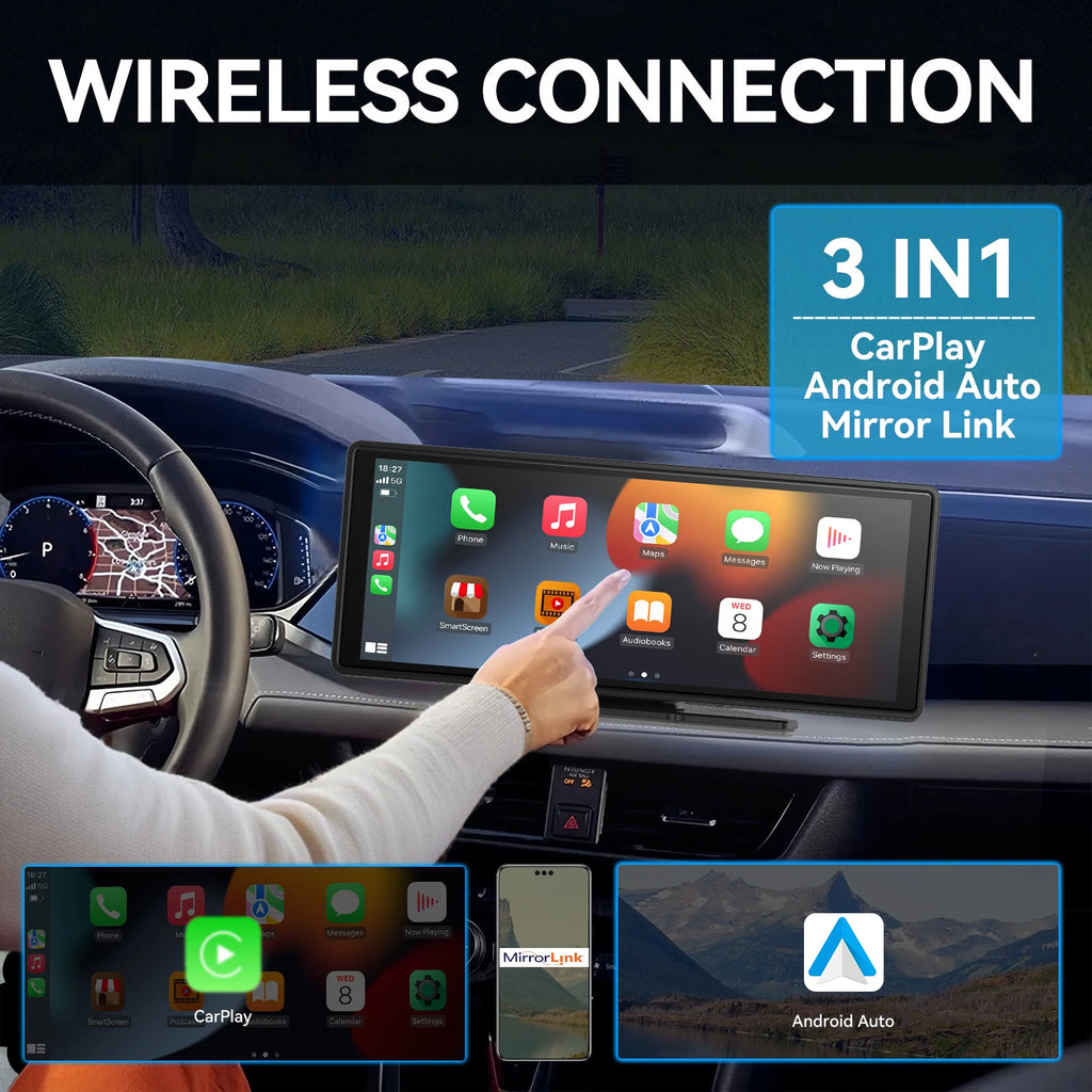 Portable Wireless CarPlay and Android Auto Screen