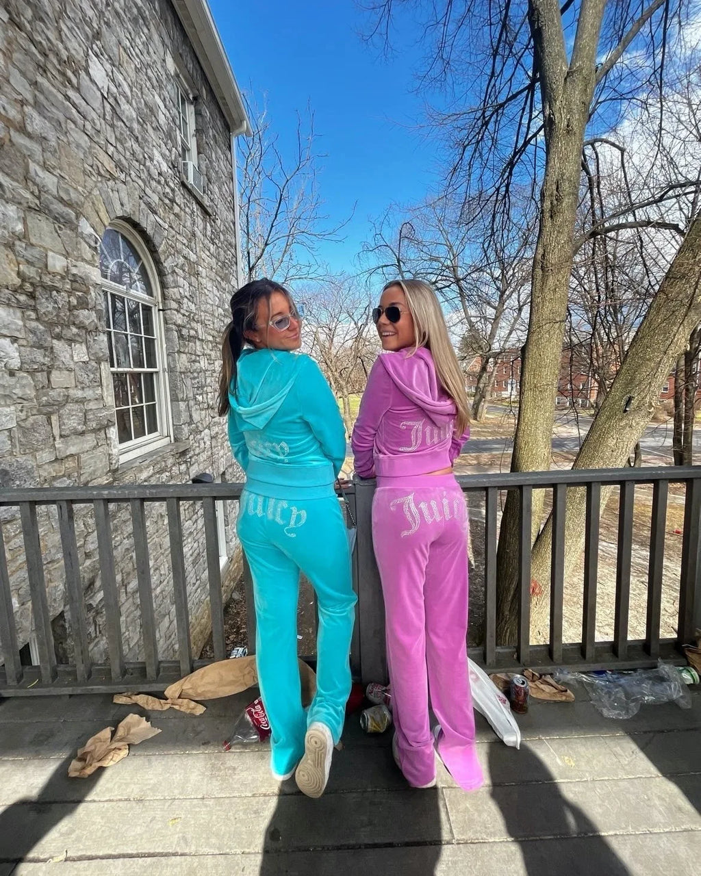 Women's Velvet-Look Embellished Hoodie and Pants Set