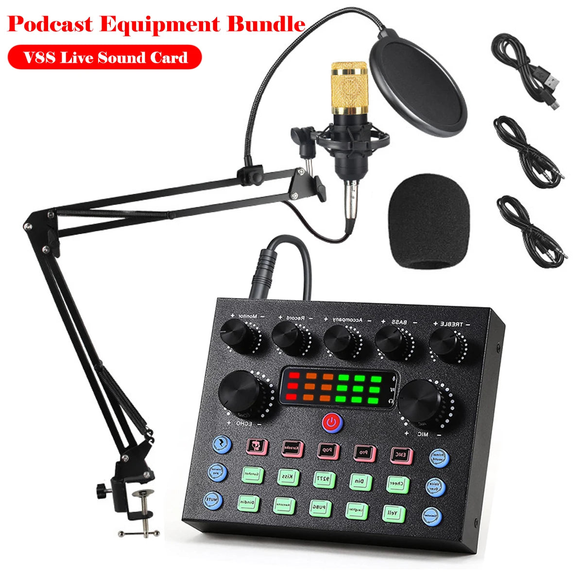 V8S Podcast Microphone & Audio Mixer Bundle