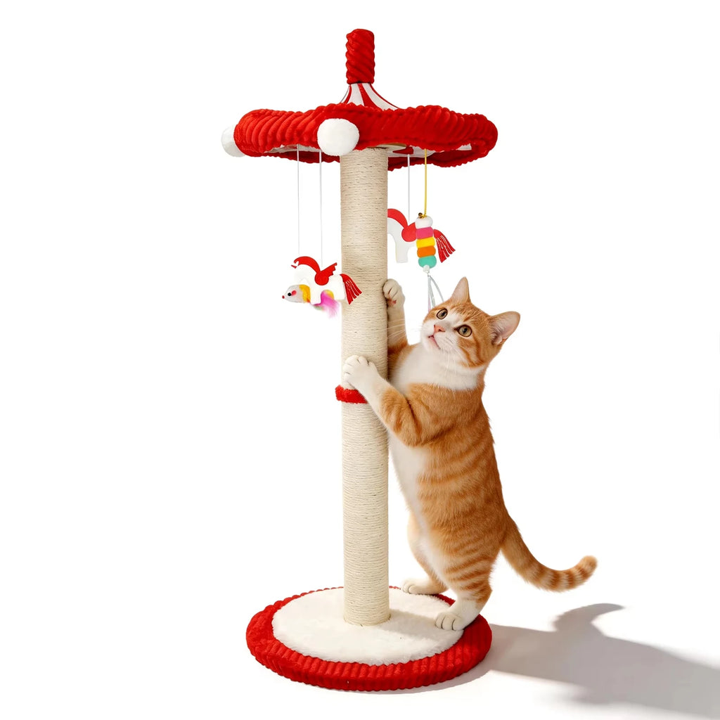 39" Carousel Cat Scratching Post with Rotating Top