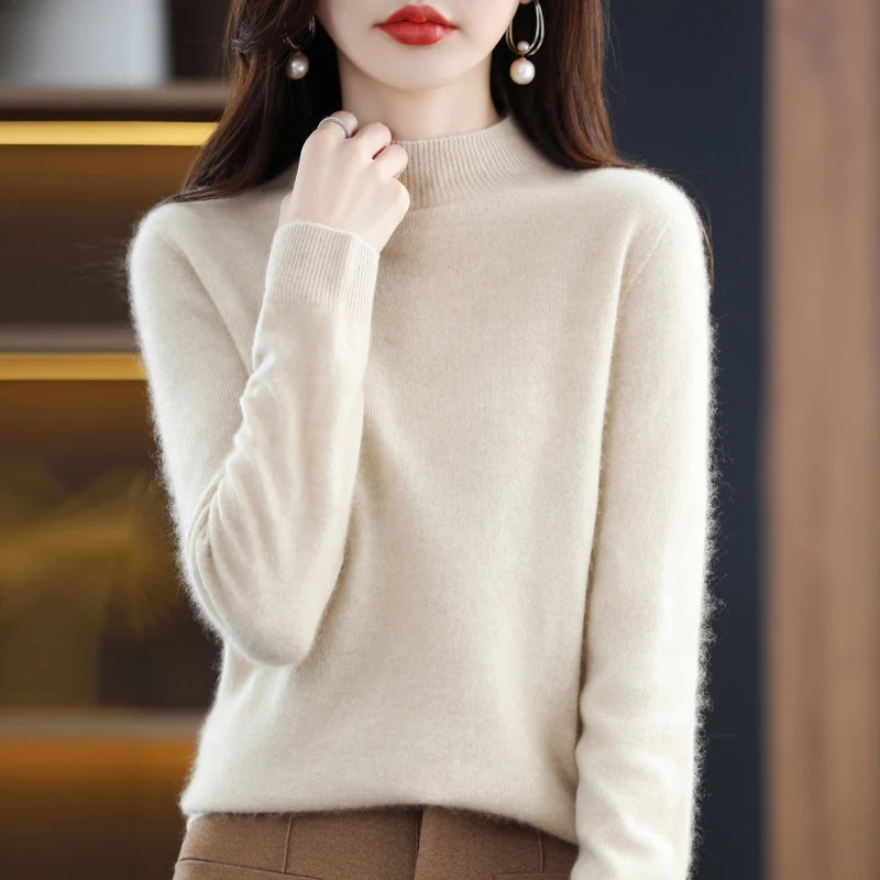 Women's Wool Mock-Neck Knit Sweater