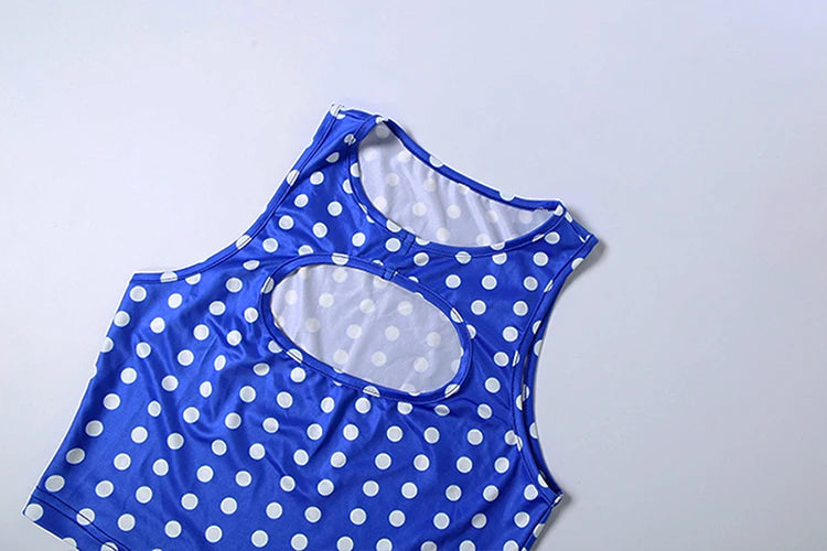 Women's Polka-Dot Crop Top and Shorts Set