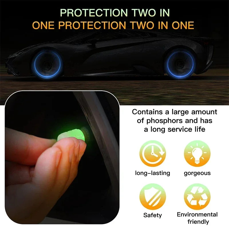 Luminous ABS Tire Valve Caps – Set of 4