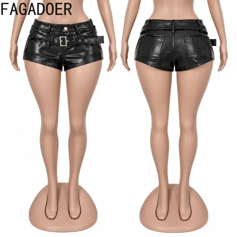 Women's Mesh-Look Top and Faux-Leather-Look Shorts — Separates